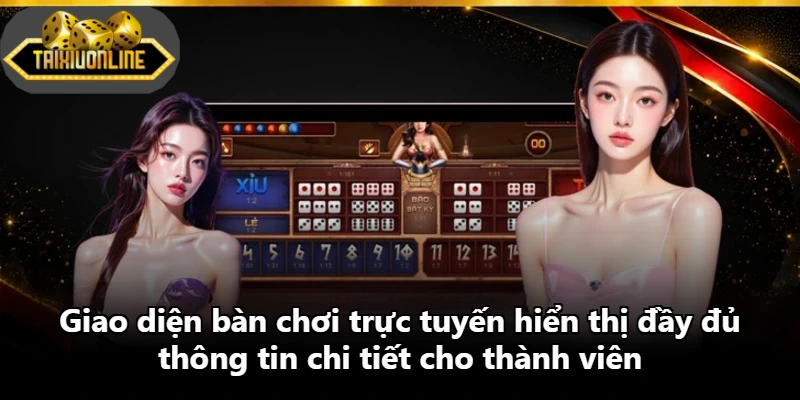 Giao diện bàn chơi trực tuyến hiển thị đầy đủ thông tin chi tiết cho thành viên
