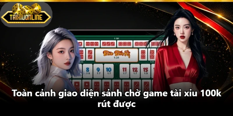 Toàn cảnh giao diện sảnh chờ game tài xỉu 100k rút được